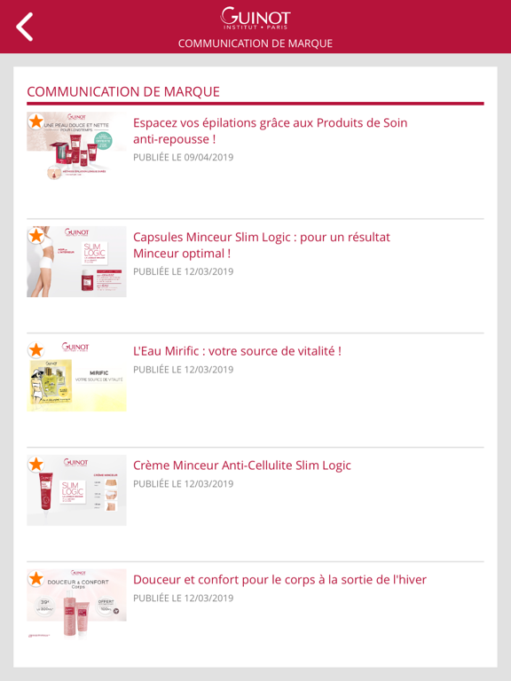 eTraining Guinot app screenshot