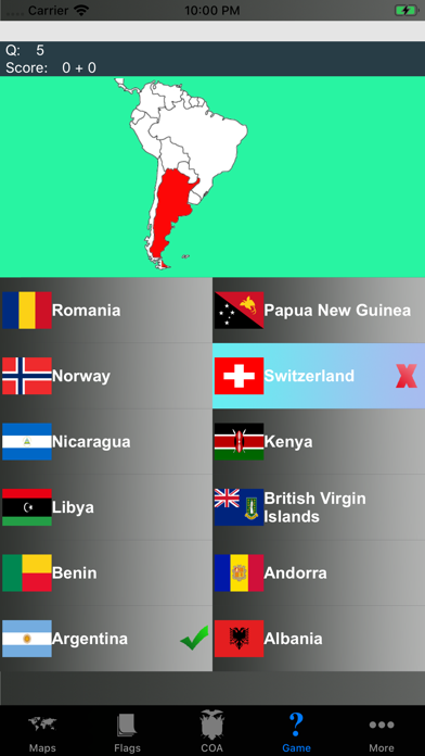 Country Flags, Maps, COA Quiz Screenshot