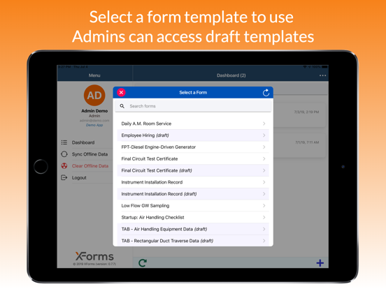XForms Mobile iPad screenshot