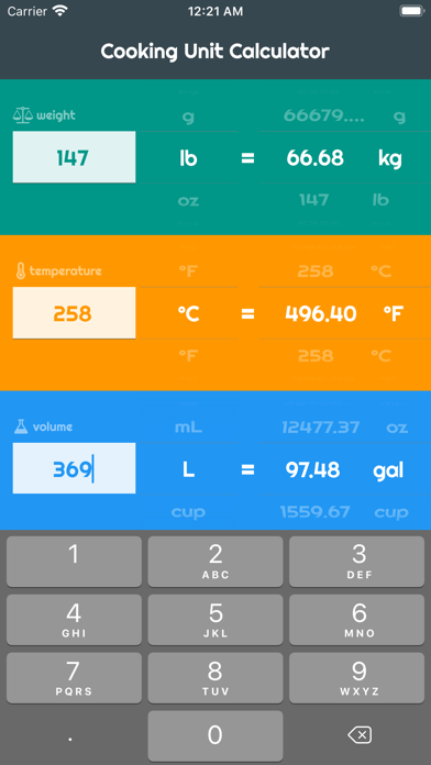 Screenshot #3 pour Cooking Unit Calculator Lite