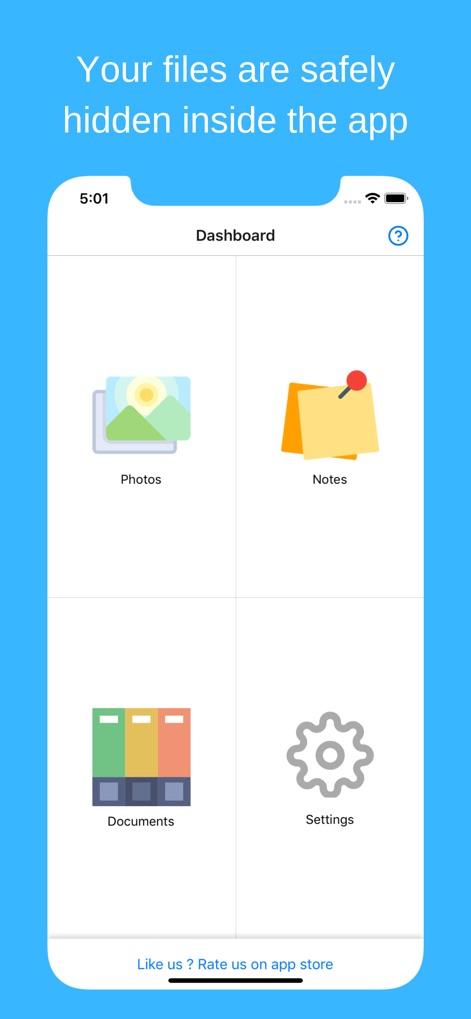 Hide Photos Video -Hide it Pro - Discover the intuitive dashboard, providing quick access to dedicated sections for photos and essential settings.