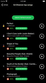 Top 100 for Spotify screenshot