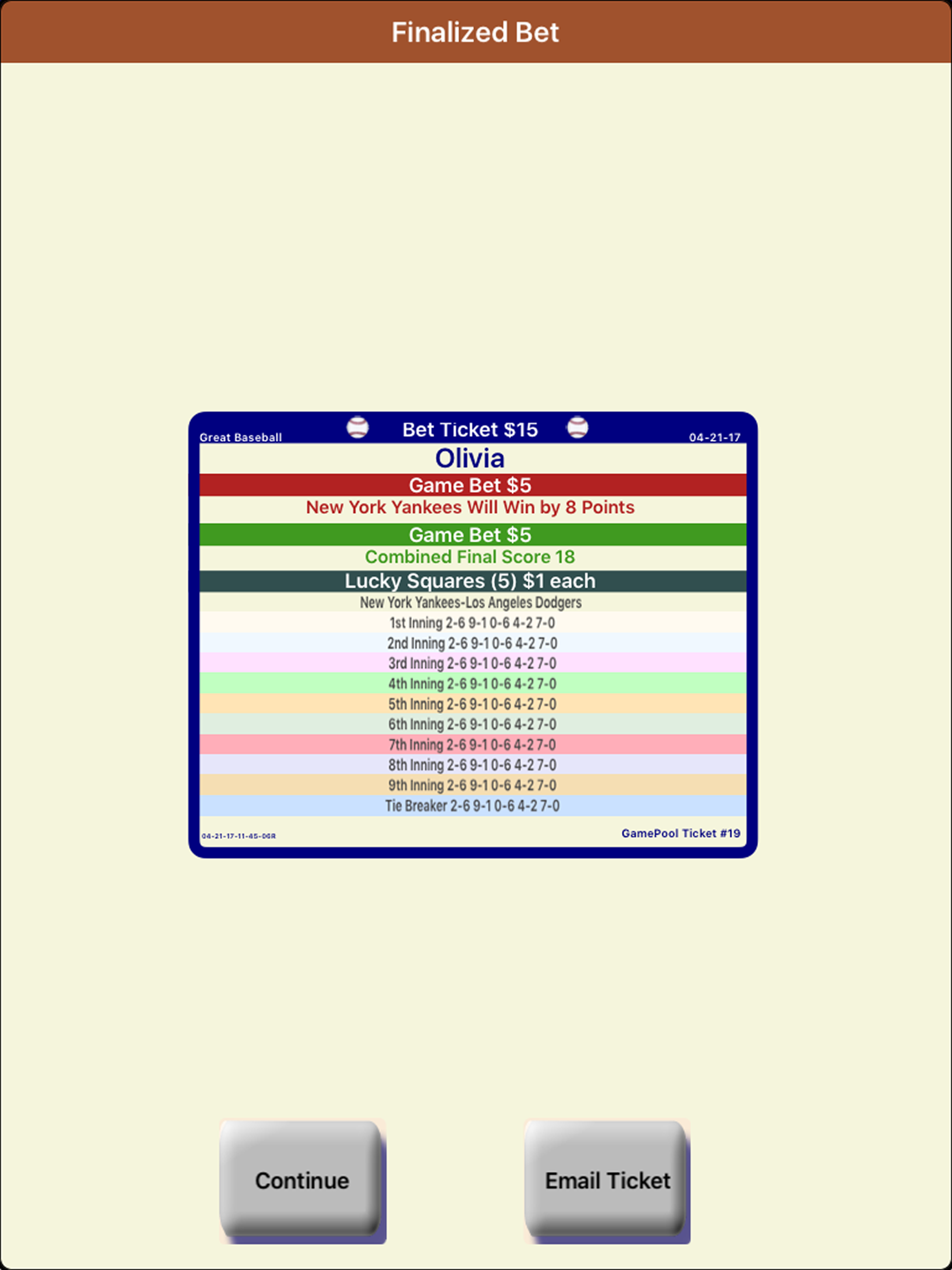Baseball GamePool-Match&Series