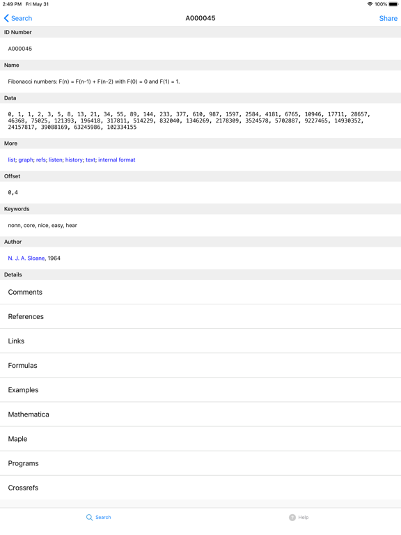 Screenshot #5 pour OEIS Client