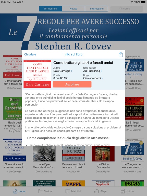 Audiolibri - Ascolta Libri iPad screenshot 4 - Book app