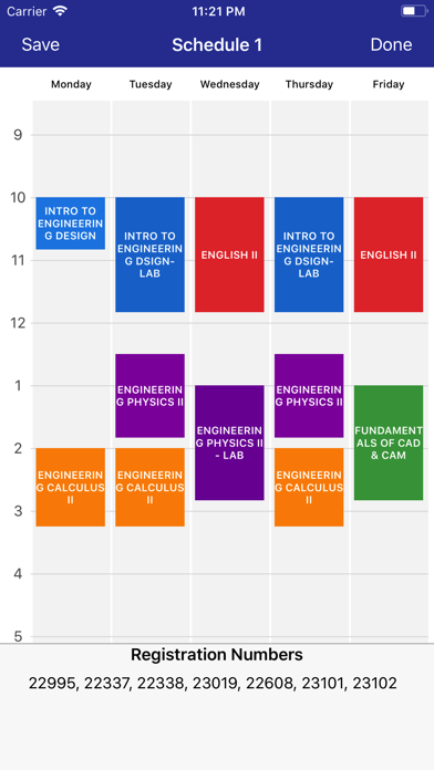 College Schedule Builder Screenshot