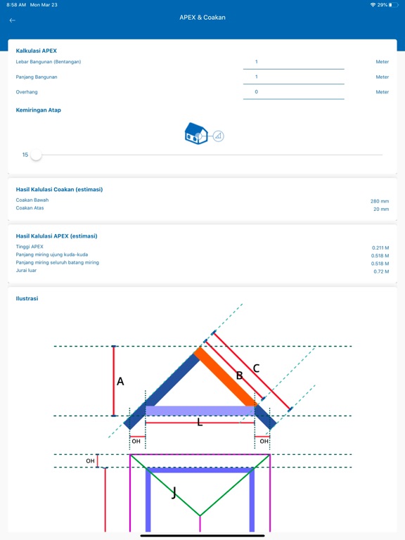 Roof Calculator iPad screenshot
