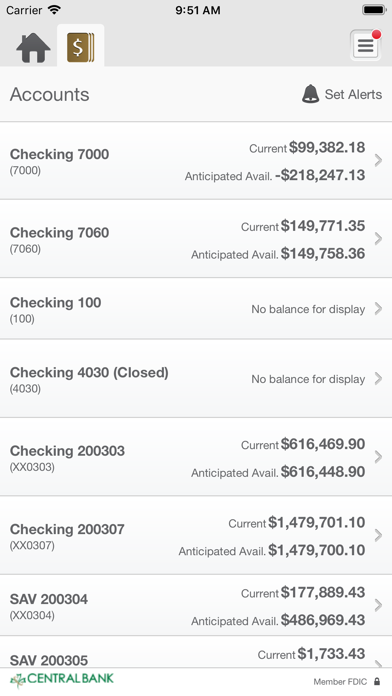 Central Bank Business Banking Screenshot