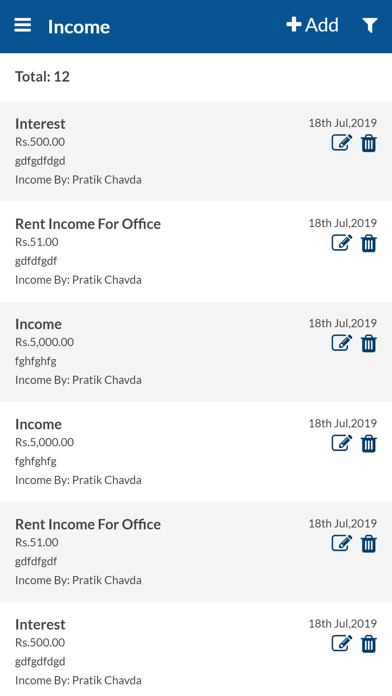 Expense Manager Application Screenshot