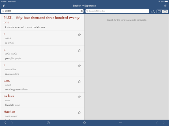 Ultralingua Esperanto-English iPad screenshot 3 - Reference app