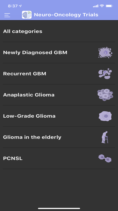 Neuro-Oncology Trials App Screenshot