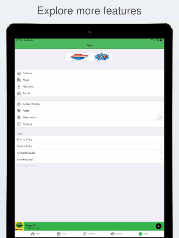 Froggy 92.9 iPad screenshot 6 - Music app