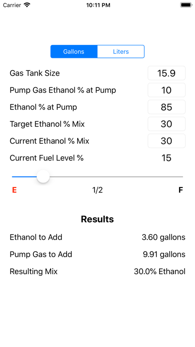 e85Cal screenshot 2