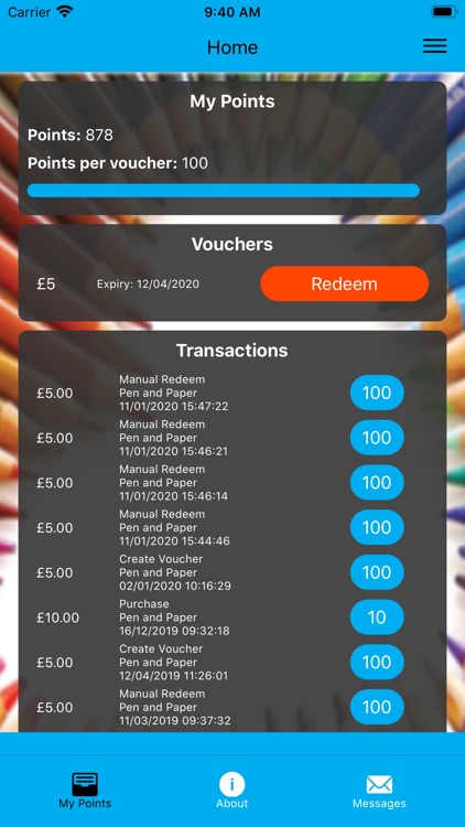 Pen and Paper Loyalty Card