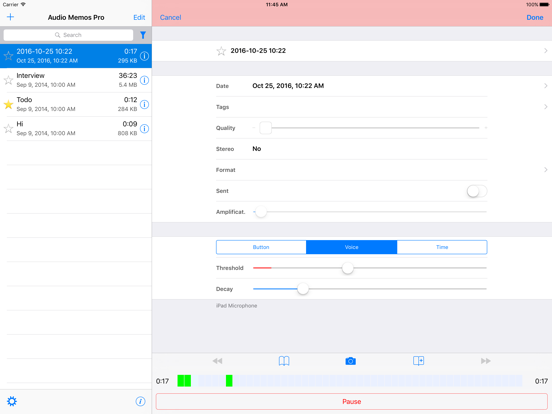 Audio Memos Pro iPad app afbeelding 1