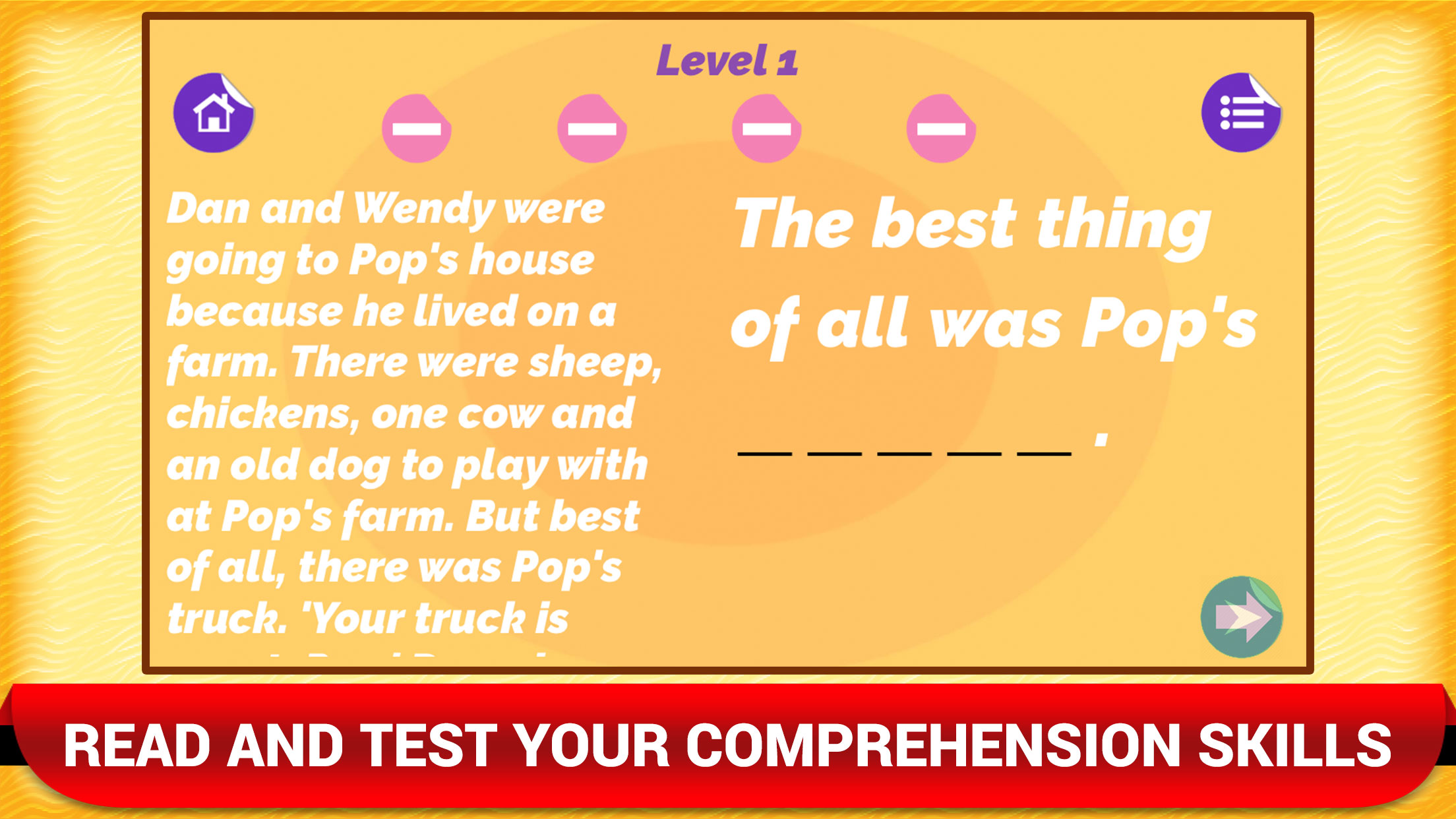 Reading Comprehension Kids App