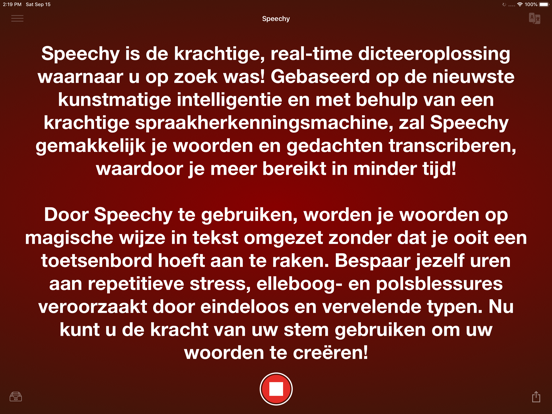 Stem dicteren - Speechy iPad app afbeelding 1