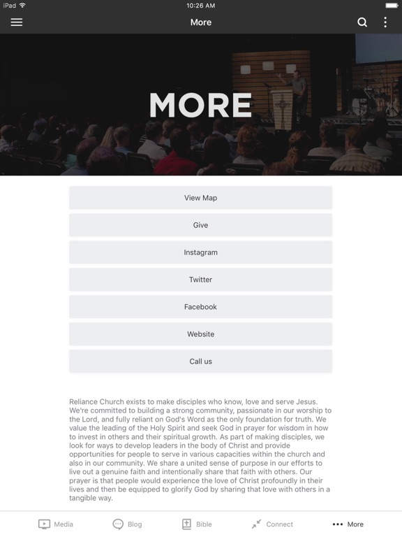 Reliance Church iPad screenshot 3 - Lifestyle app