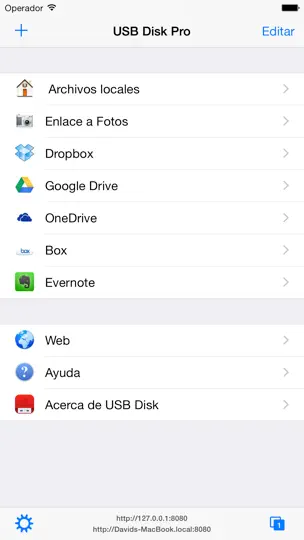 Captura de pantalla de USB Disk Pro en iPhone 1