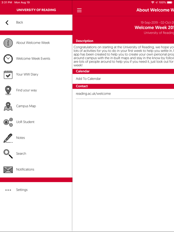 Screenshot #5 pour University of Reading Events