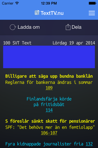 TextTV.nu - SVT Text TV - náhled
