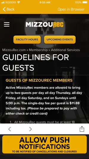 MizzouRec screenshot 2