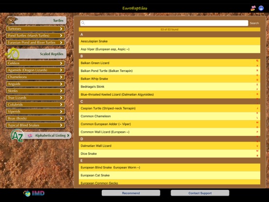 EuroReptiles iPad screenshot 5 - Reference app