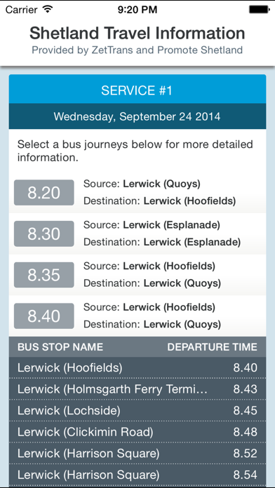 Shetland Travel Information Screenshot