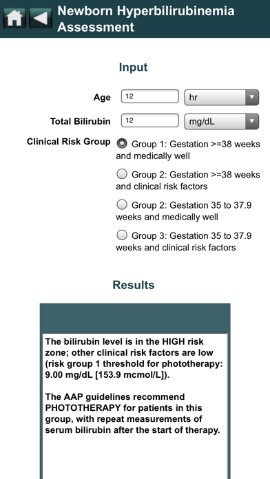 EBMcalc Pediatrics Screenshot