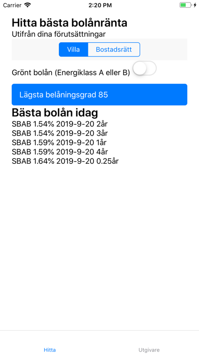 Screenshot #1 pour Hitta bästa bolån