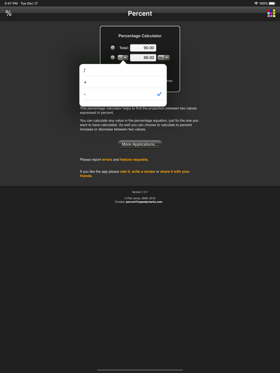 Percentage iPad screenshot