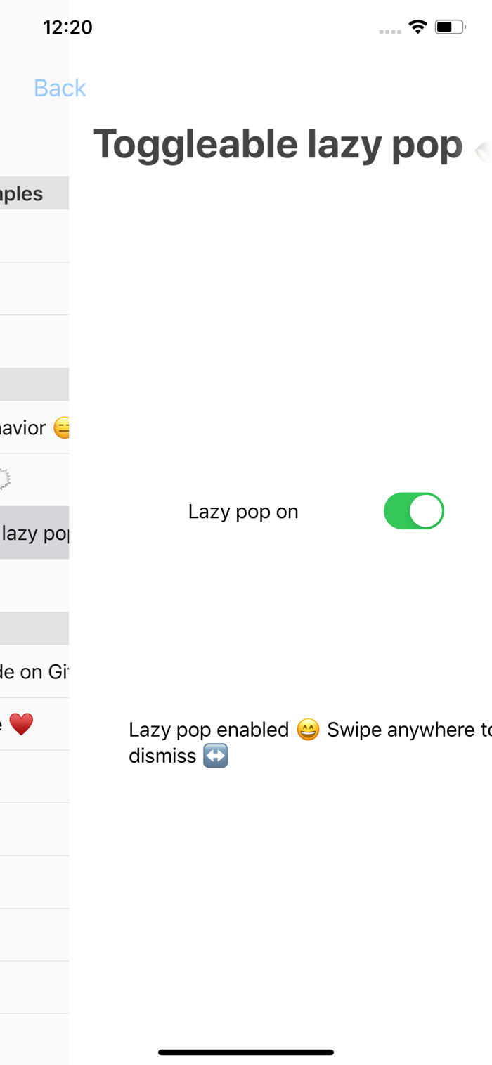 Lazy Pop SwiftUI Demo