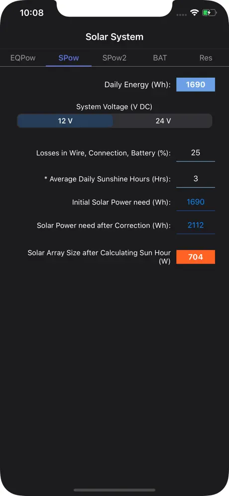 PV Calculator - off grid