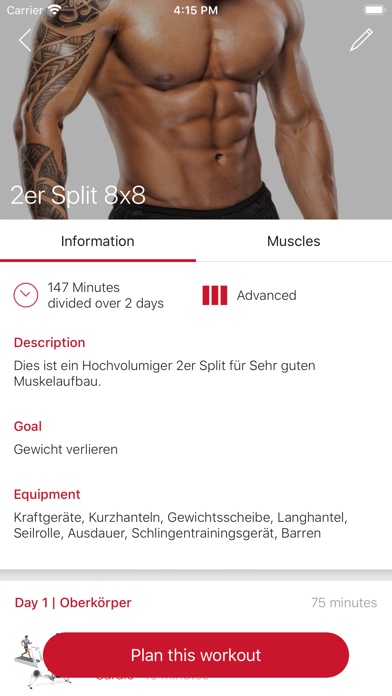 Pro-Fitness Trainingsapp Screenshot