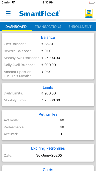 BPCL SmartFleet Screenshot