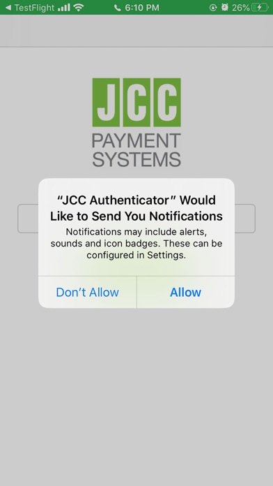 JCC Authenticator Screenshot