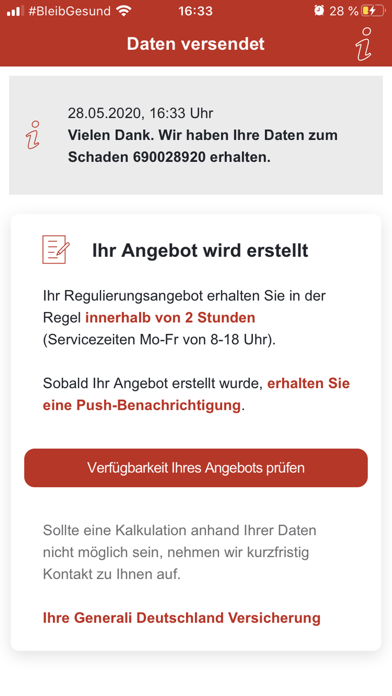 Sofortregulierung Screenshot