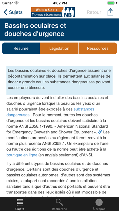 Screenshot #3 pour NB OHS Guide / Guide de SST NB