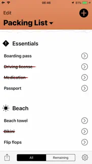 travel packing list iphone screenshot 1