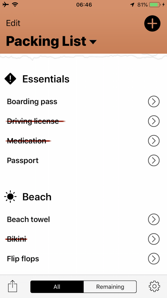 Travel Packing List - 1.1 - (iOS)