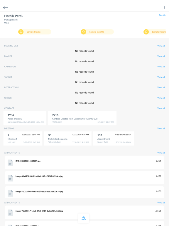 Talisma CRM iPad screenshot