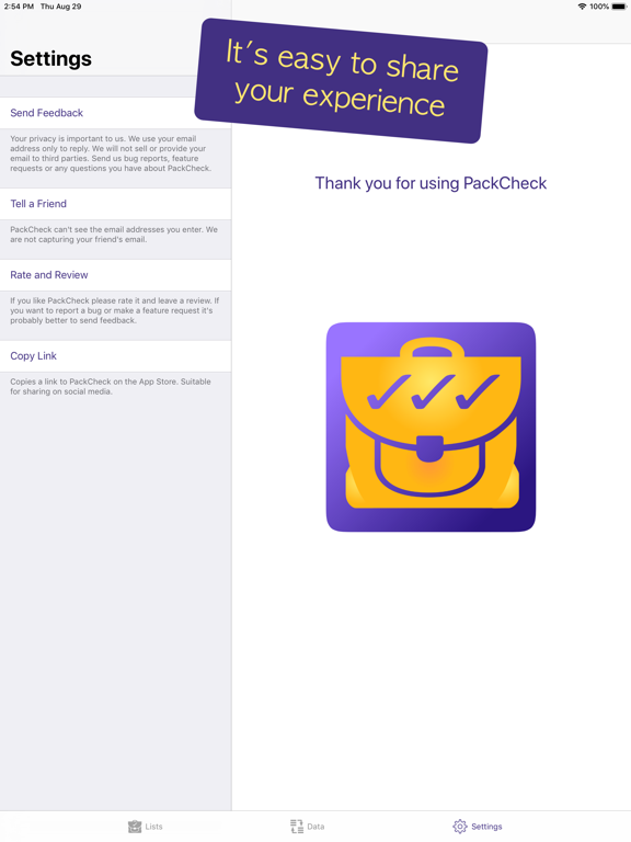 PackCheck Packing List iPad screenshot 10 - Travel app