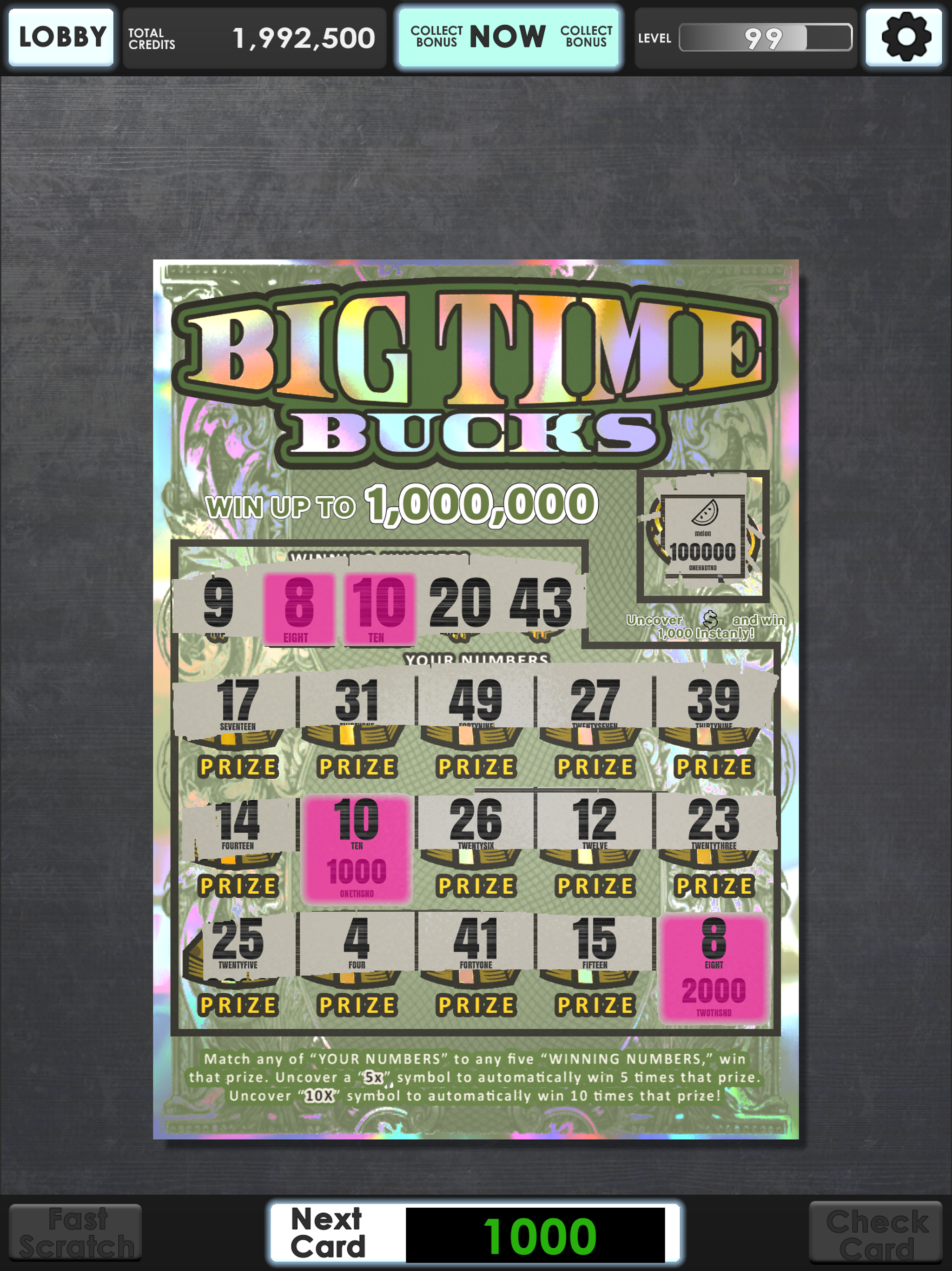 Lucky Lottery Scratchers