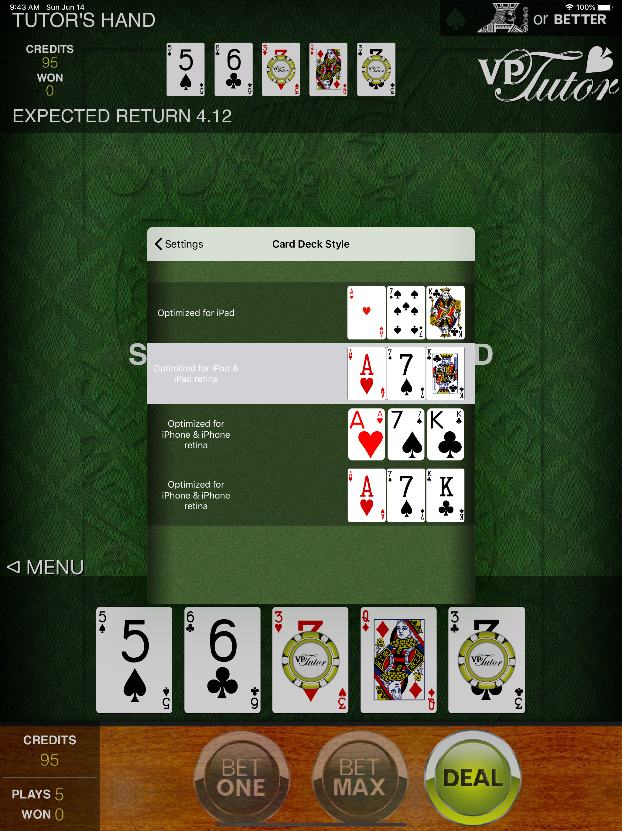 Video Poker Tutor