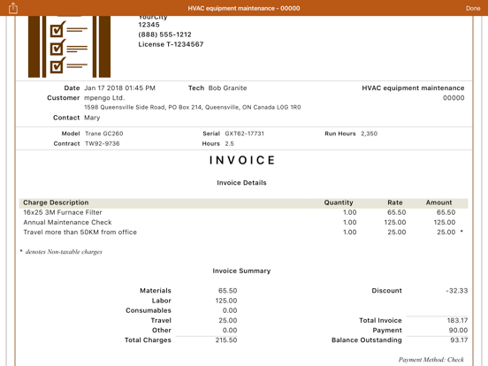 mpengo Service Sheet iPad screenshot 4 - Business app