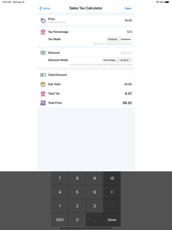 Home Calculator iPad screenshot