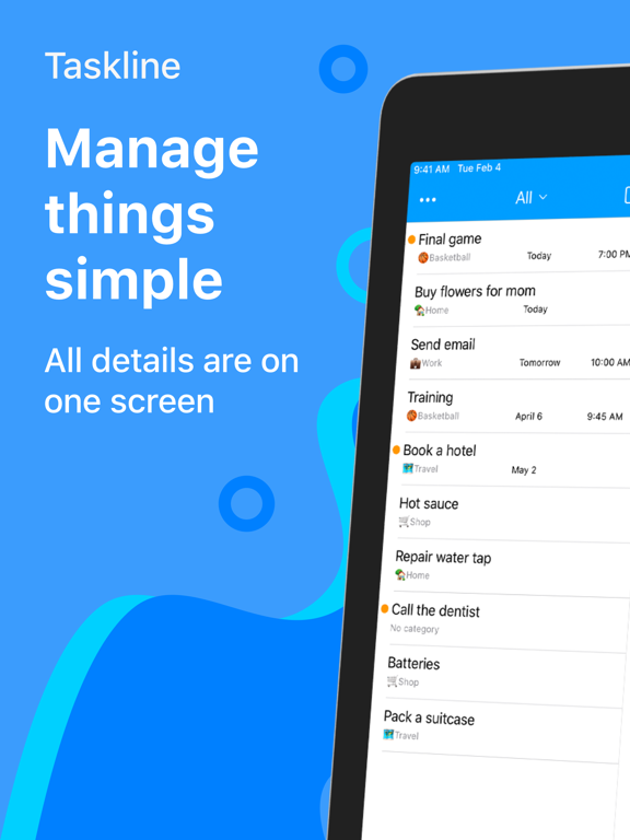 Taskline - task manager, notes iPad screenshot 1 - Productivity app