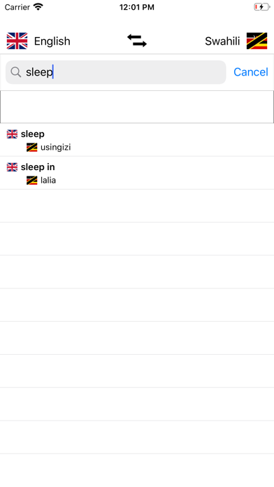 Swahili-English Dictionary Screenshot