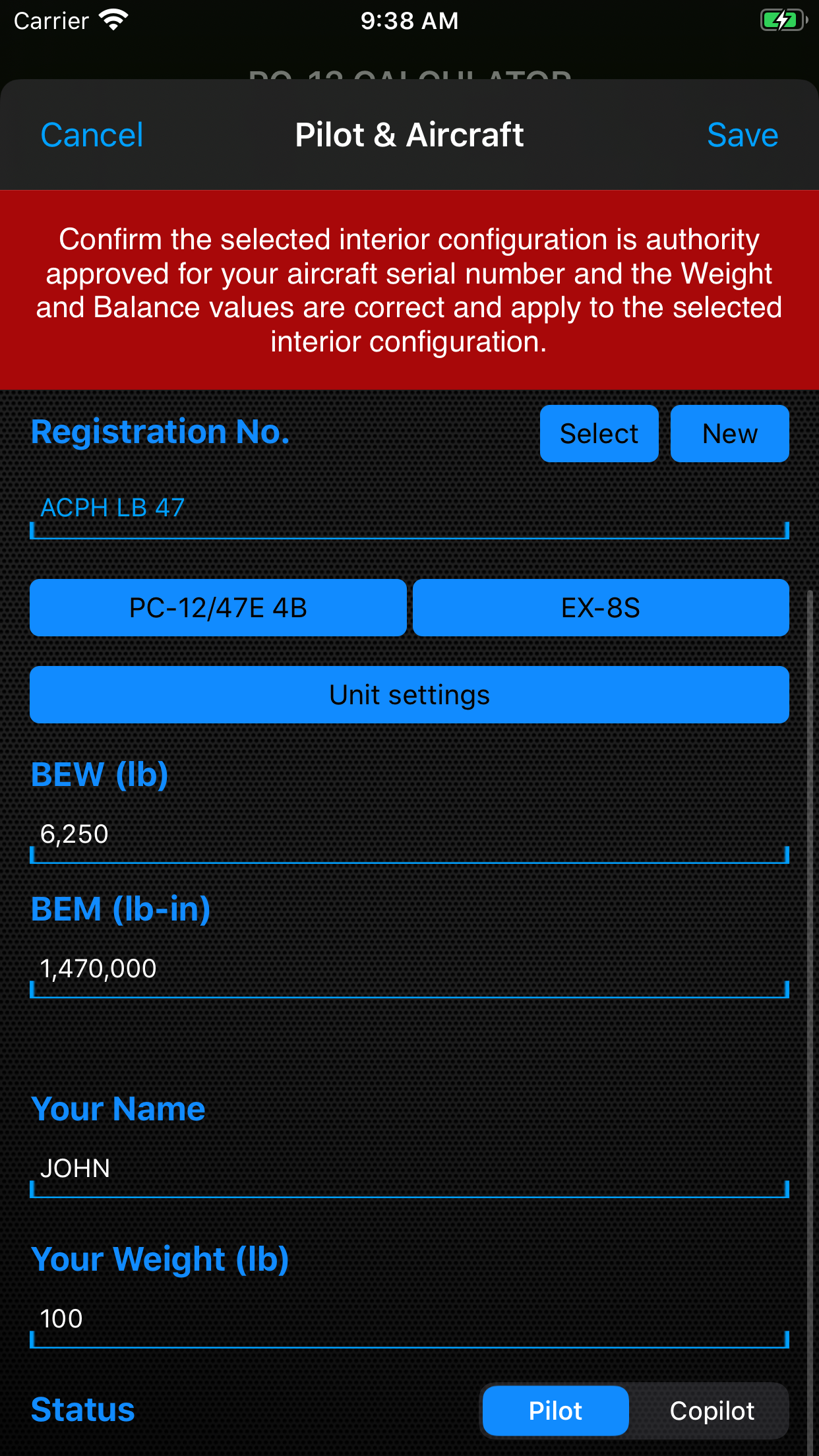 PC-12 Calculator