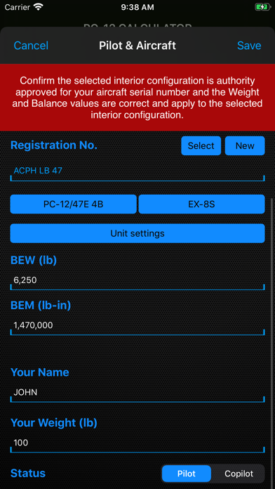 PC-12 Calculator Screenshot